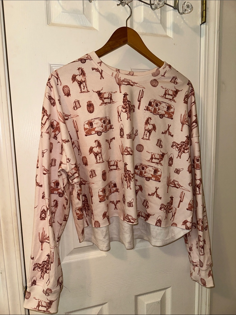 Rock & Roll Range Punchy Western Cropped Sweatshirt NWOT